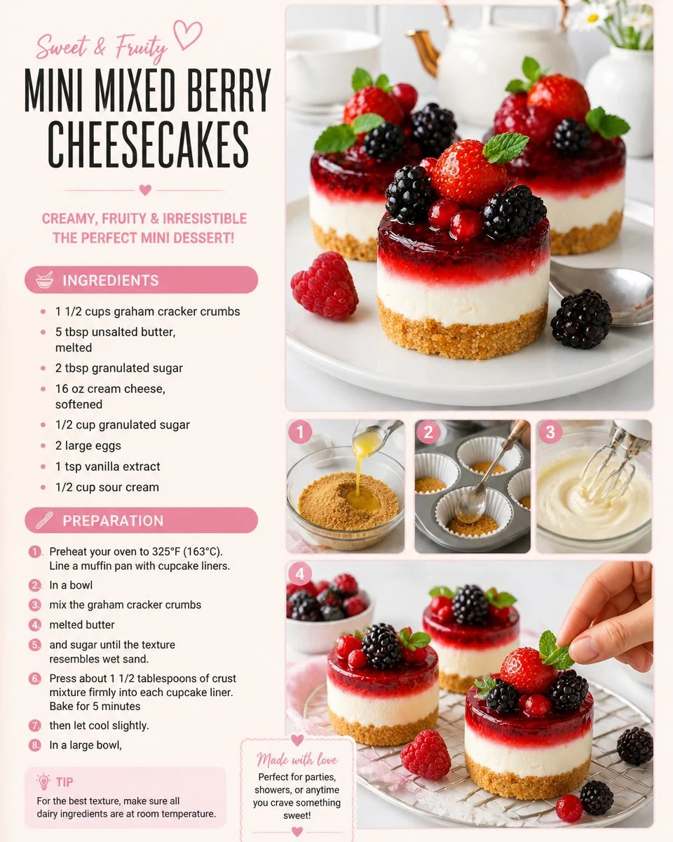 Mini Mixed Berry Cheesecakes
