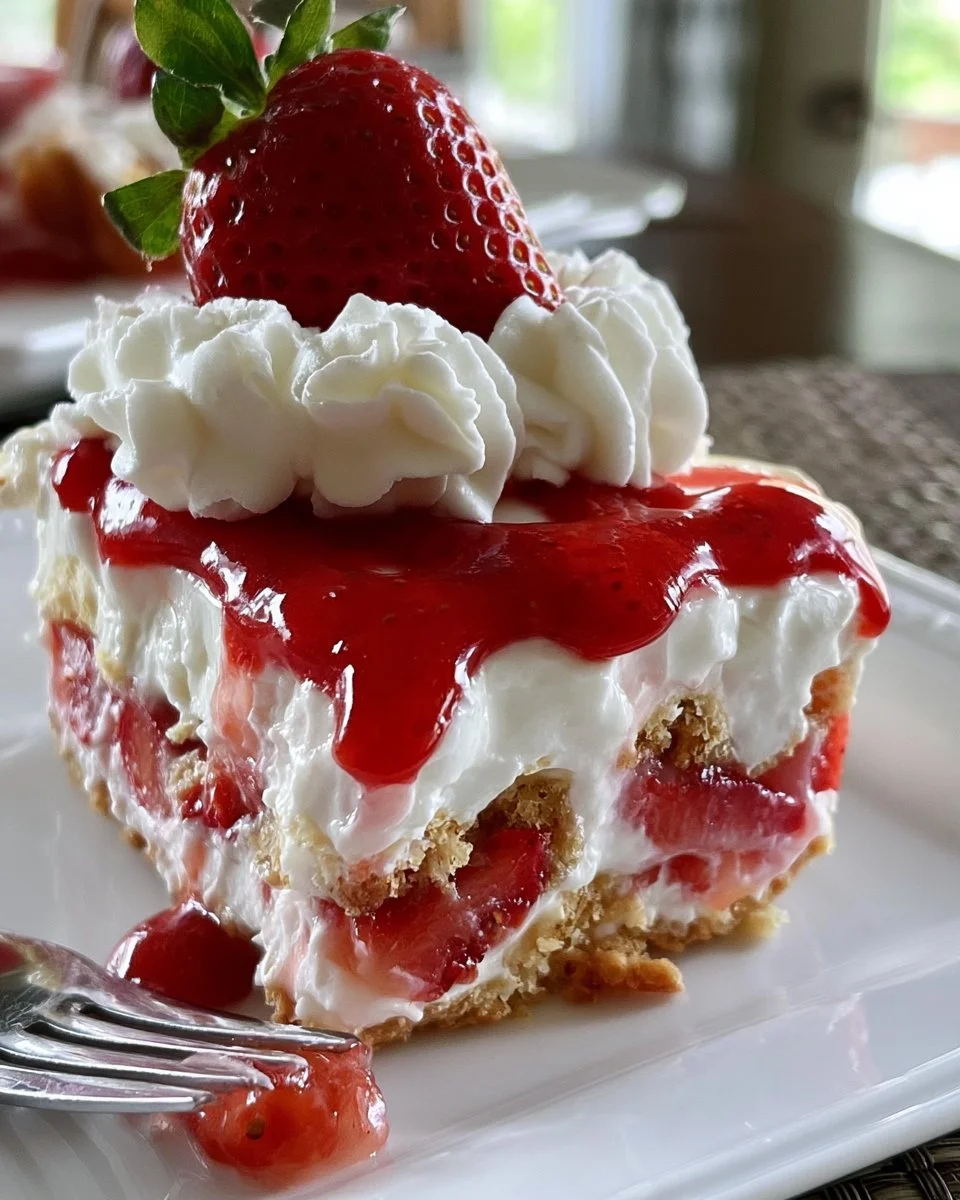 No-Bake Strawberry Cheesecake Lasagna
