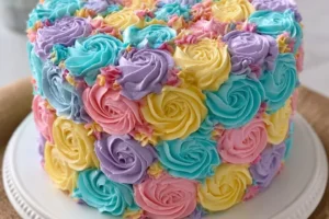Pastel Swirl Celebration Cake decorated with colorful frosting for special occasions
