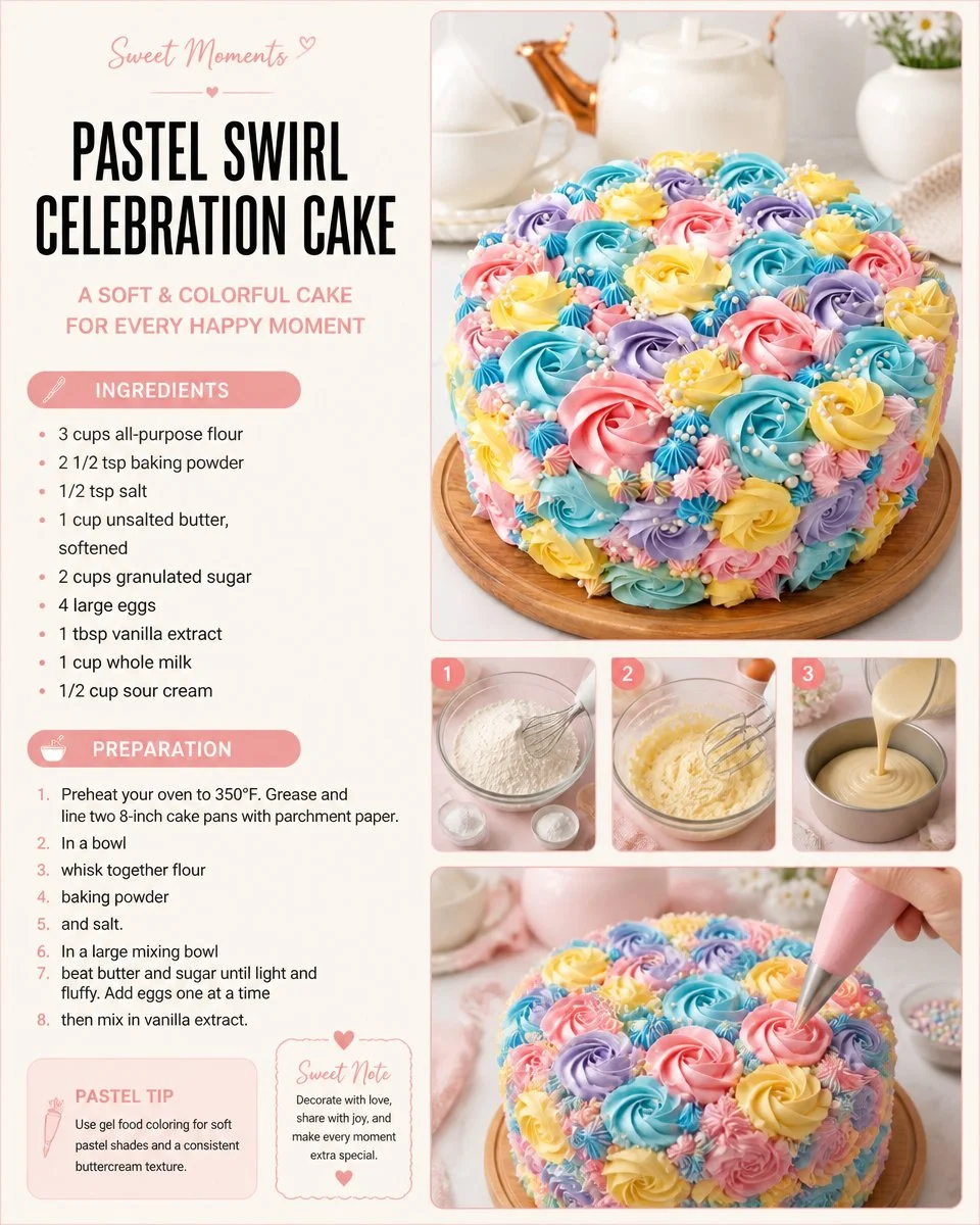 Pastel Swirl Celebration Cake