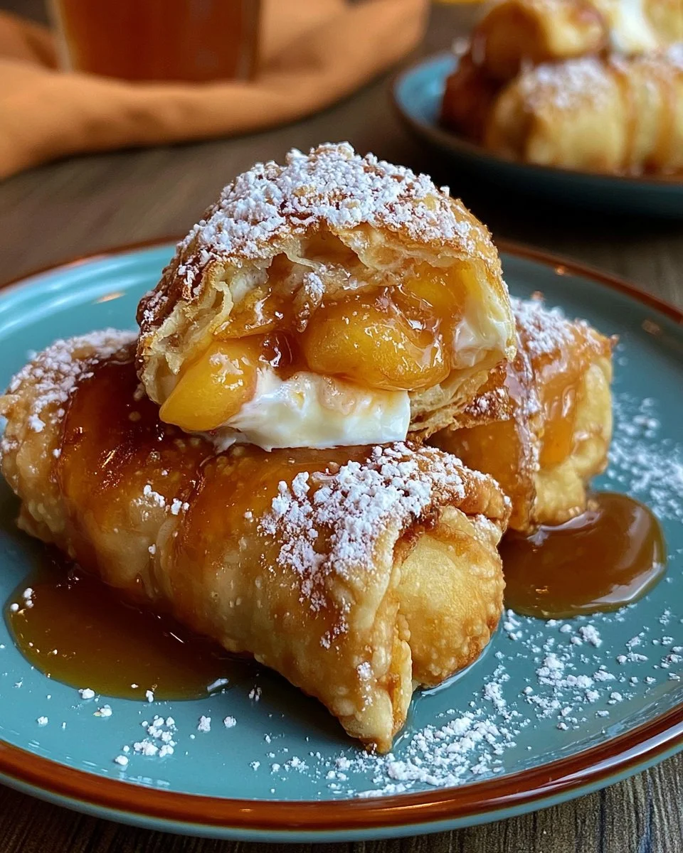 Peach Cobbler Egg Rolls