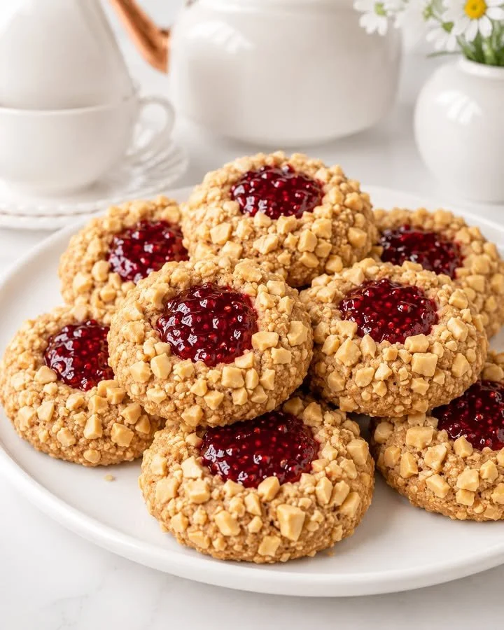 Peanut Butter & Jelly Thumbprint Cookies