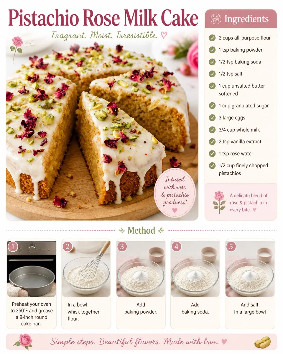 Pistachio Rose Milk Cake
