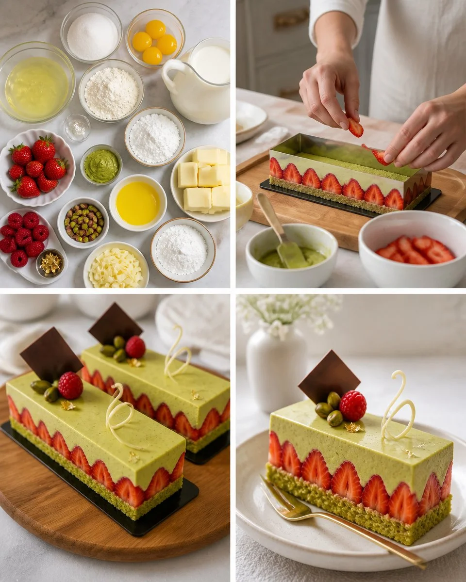 Pistachio Strawberry Layer Cake
