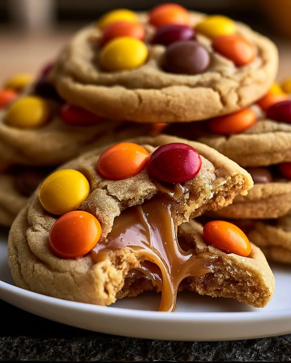 Reese’s Pieces Stuffed Chocolate Chip Cookies