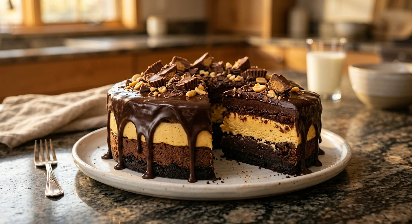 Peanut Butter Chocolate Cake Cheesecake