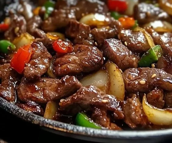 Sizzling Chinese Pepper Steak with Onions