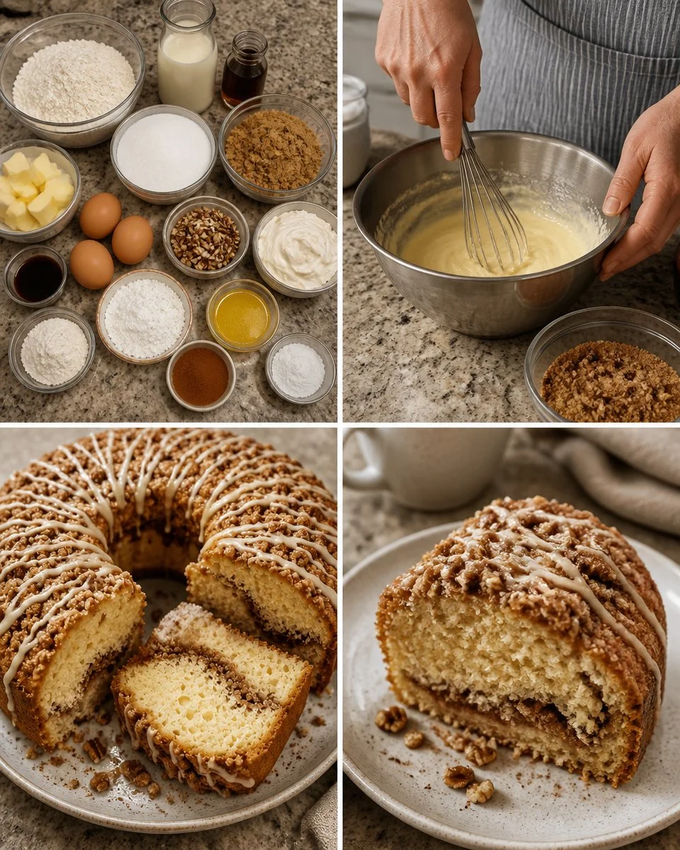 Sour Cream Coffee Cake with Maple Glaze