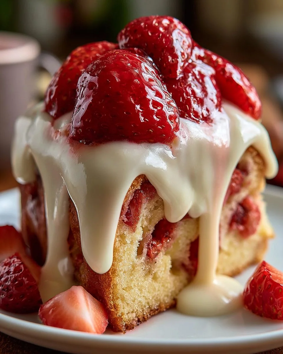 Strawberry Cake Custard Delight
