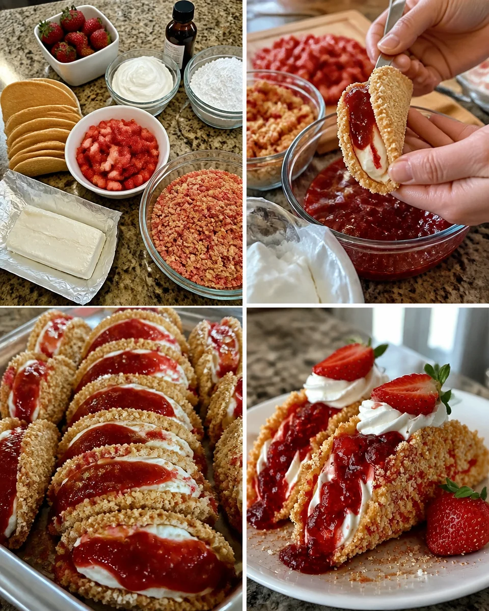 Strawberry Crunch Cheesecake Tacos