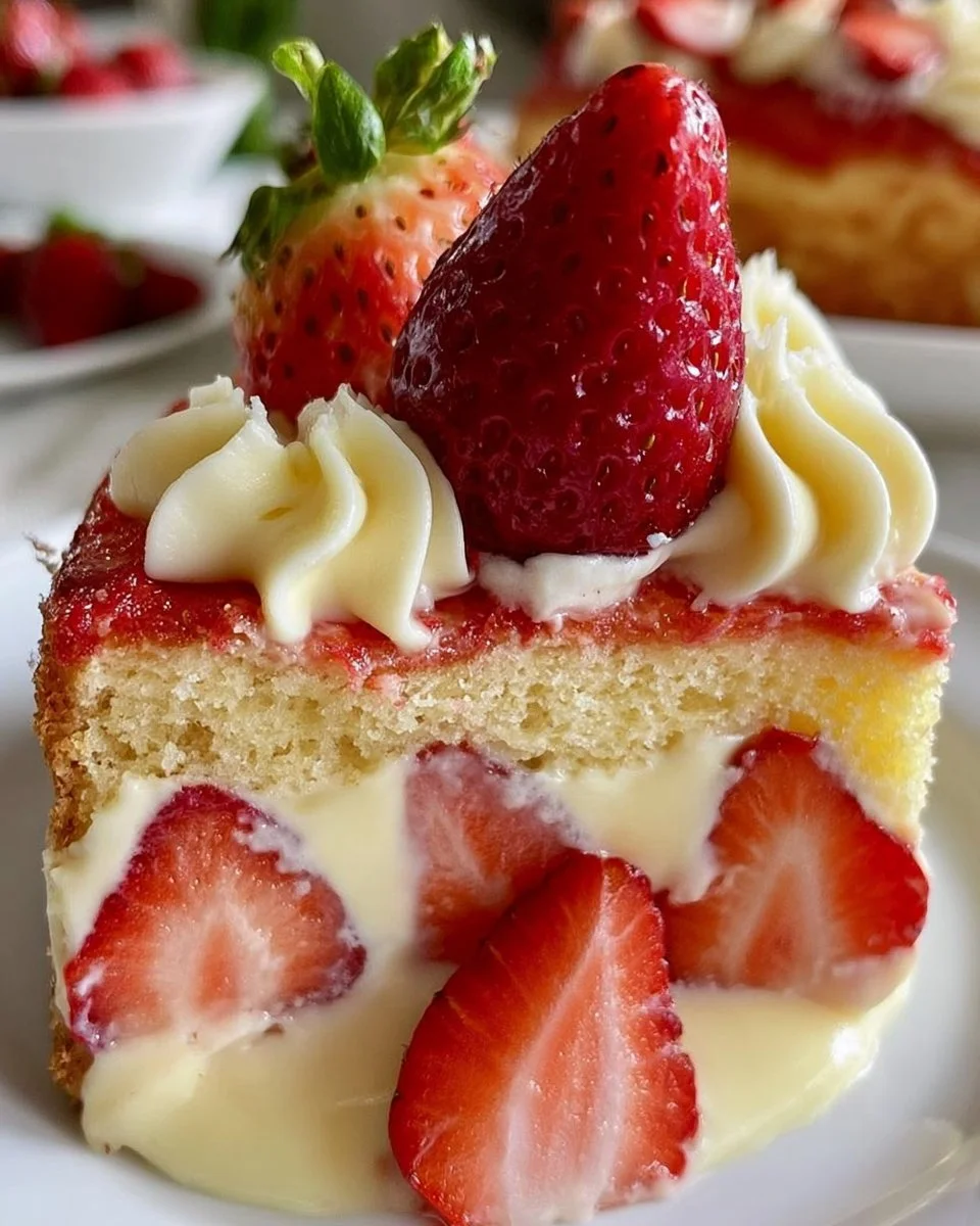 Strawberry Custard Delight Cake