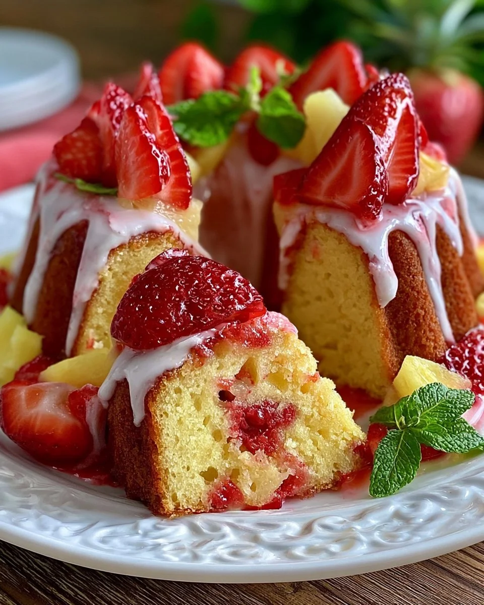 Strawberry Pineapple Pound Cake