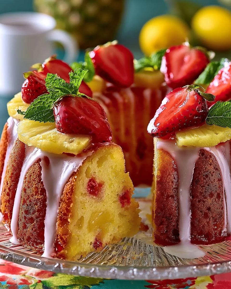 Strawberry Pineapple Pound Cake