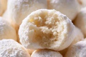 Delicious snowball cookies made with sweetened condensed milk