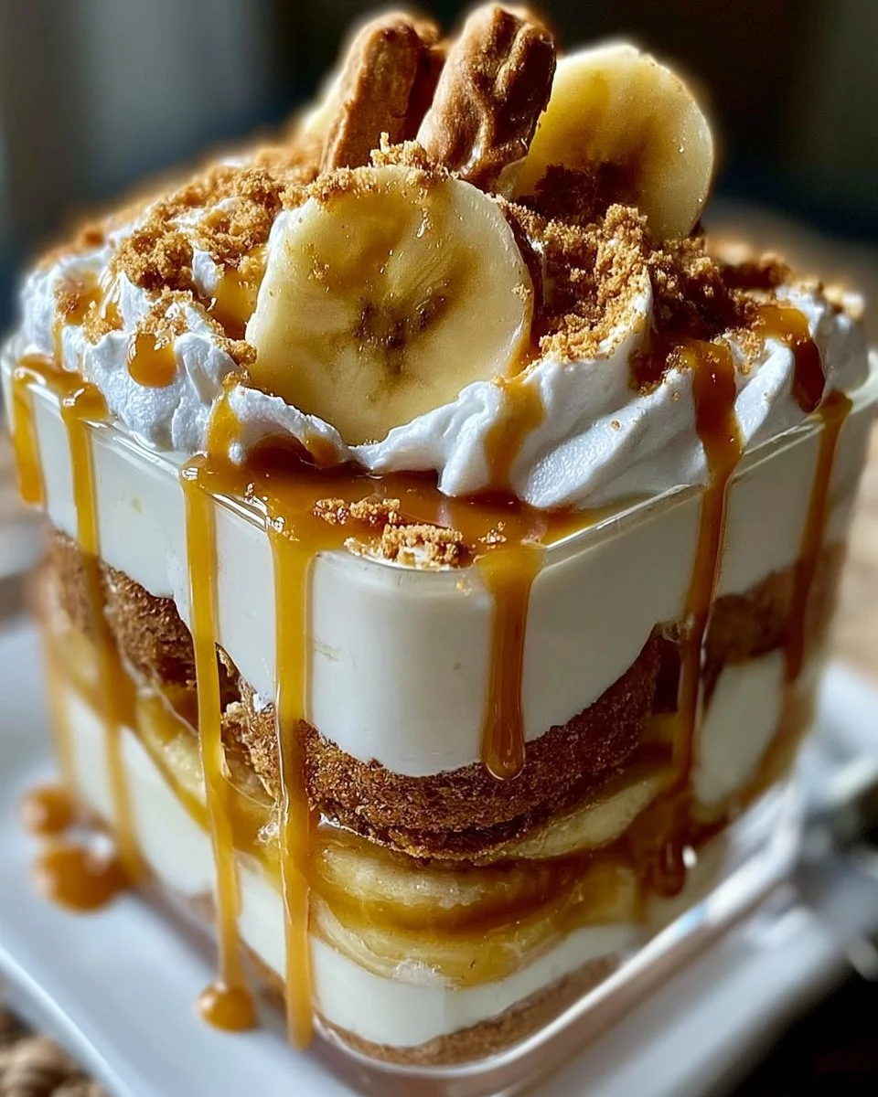 The Best Biscoff Banana Pudding with Caramel