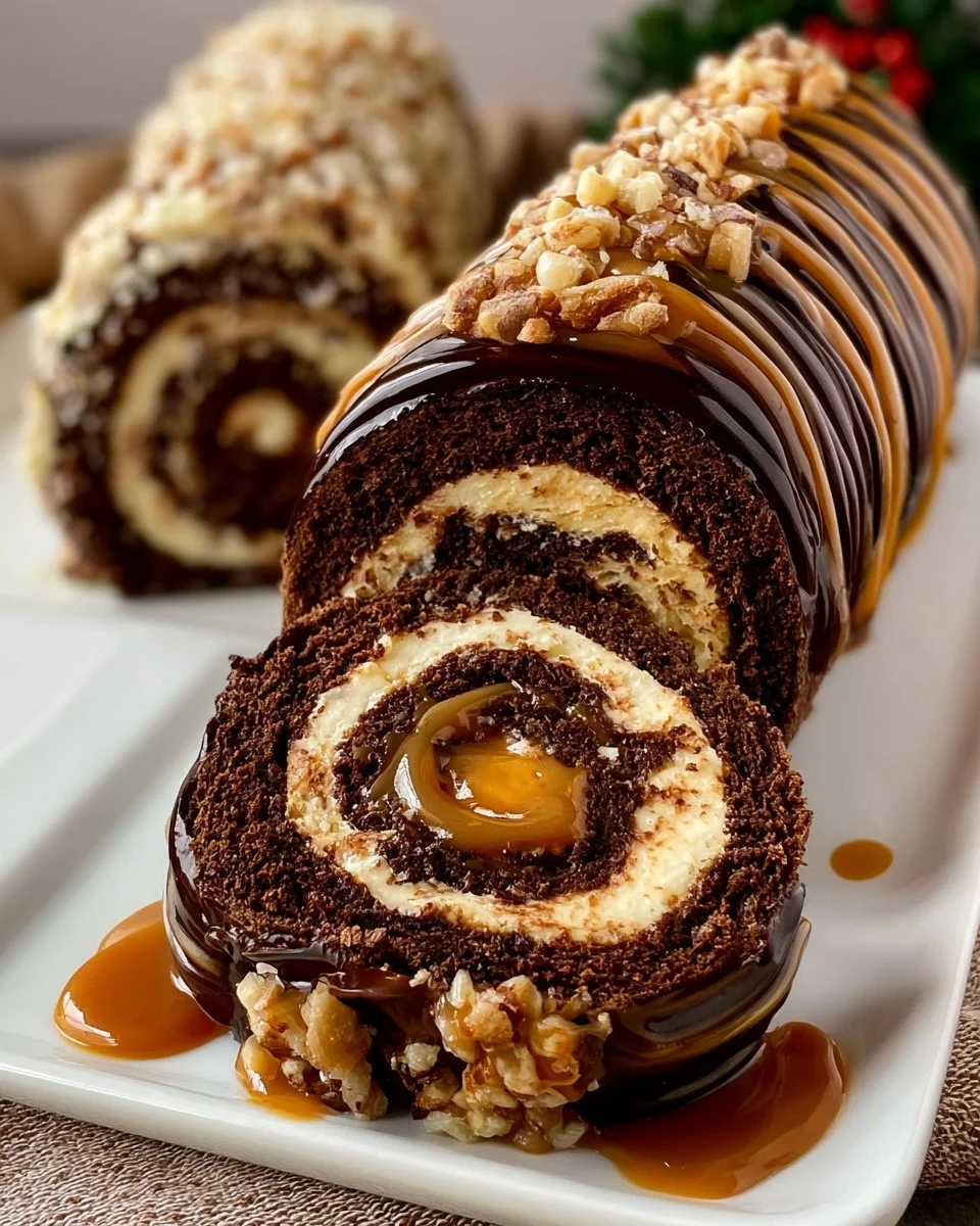 Ultimate Chocolate Caramel Swiss Roll