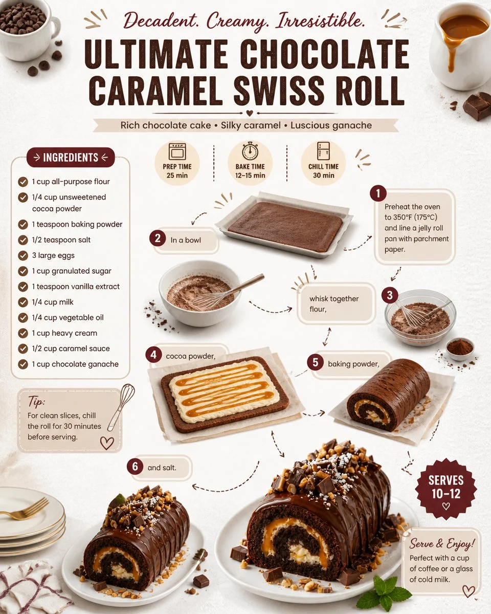 Ultimate Chocolate Caramel Swiss Roll