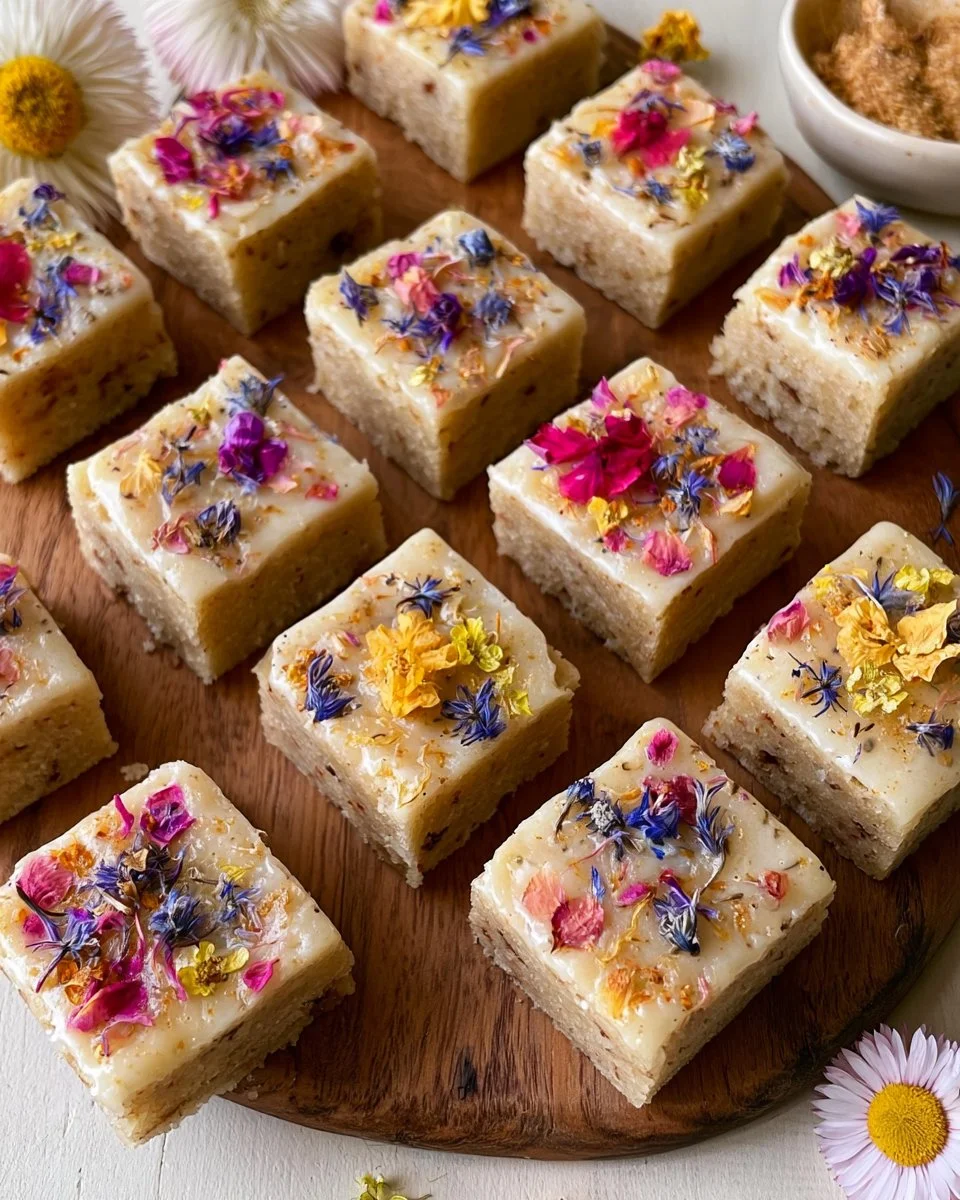 Vanilla Bean Floral Shortbread Bars