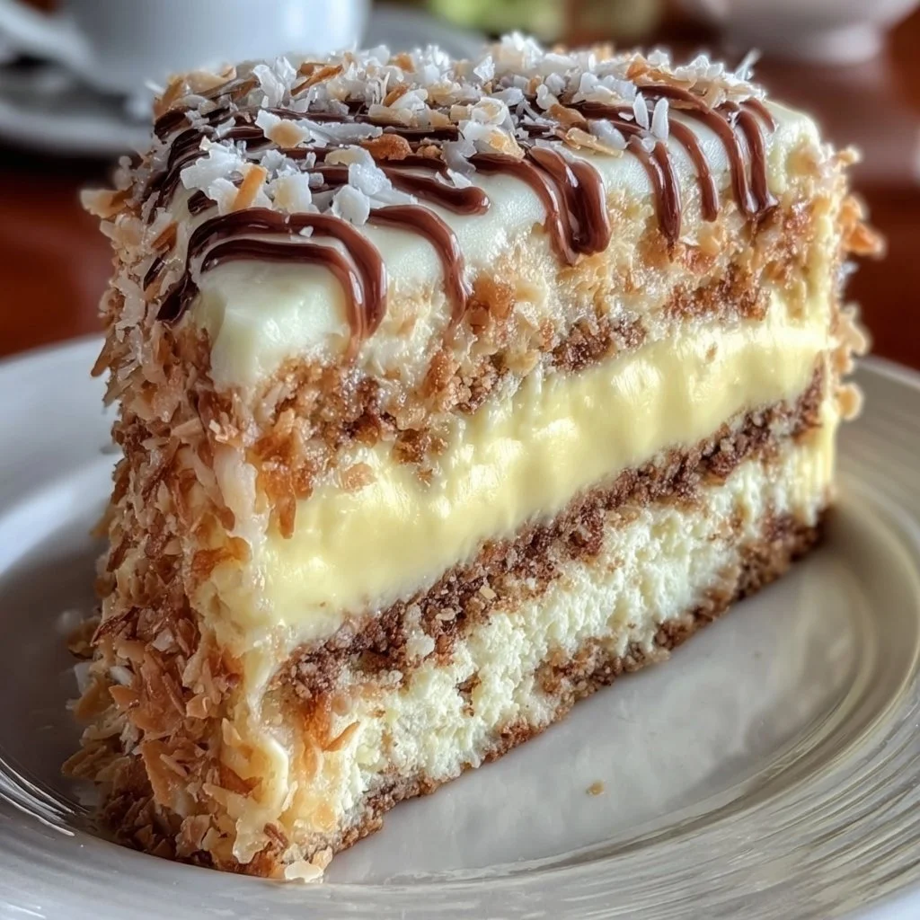 White German Chocolate Cake with Cheesecake