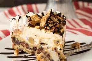 Chocolate chip cookie dough ice cream cake