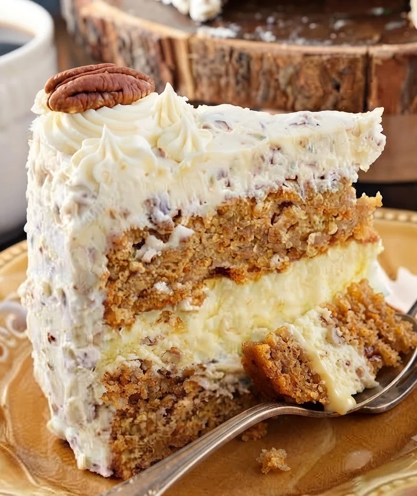 Pecan Carrot Cake with Cream Cheese Filling