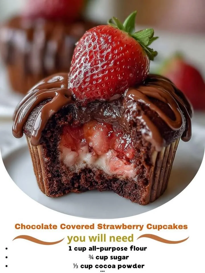 Chocolate Covered Strawberry Cupcakes