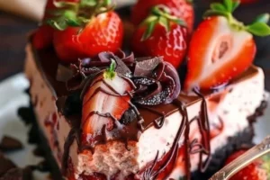 chocolate strawberry cheesecake