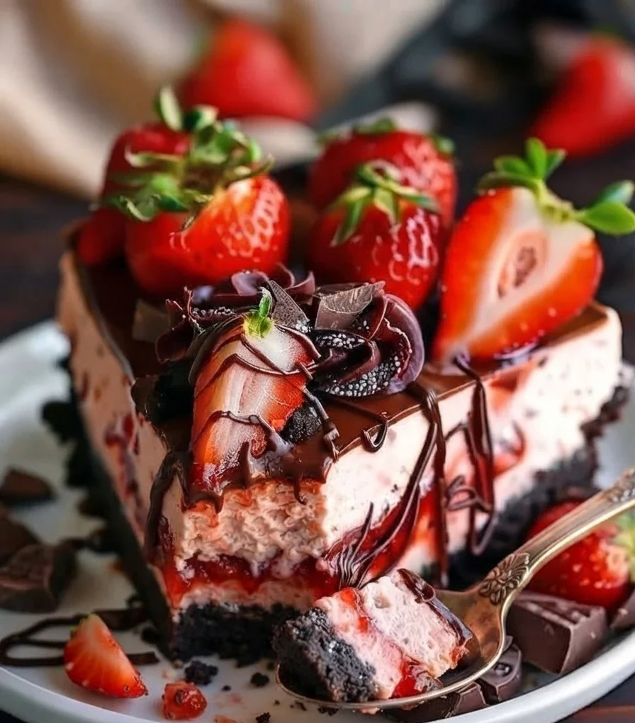 chocolate strawberry cheesecake