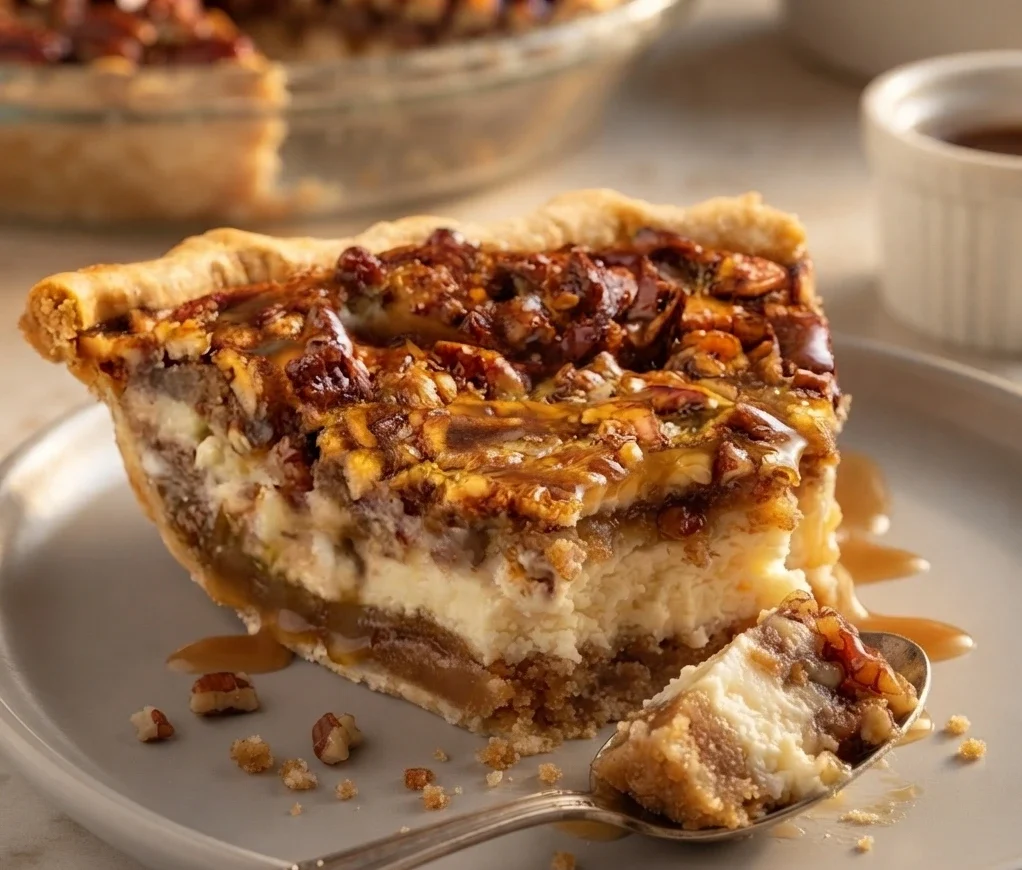 Caramel Pecan Cheesecake Pie