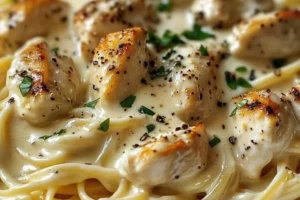 Delicious crockpot angel chicken served on a plate with herbs