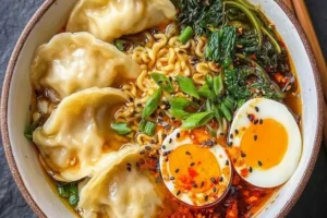 Delicious Dumpling Ramen Bowl with dumplings and rich broth