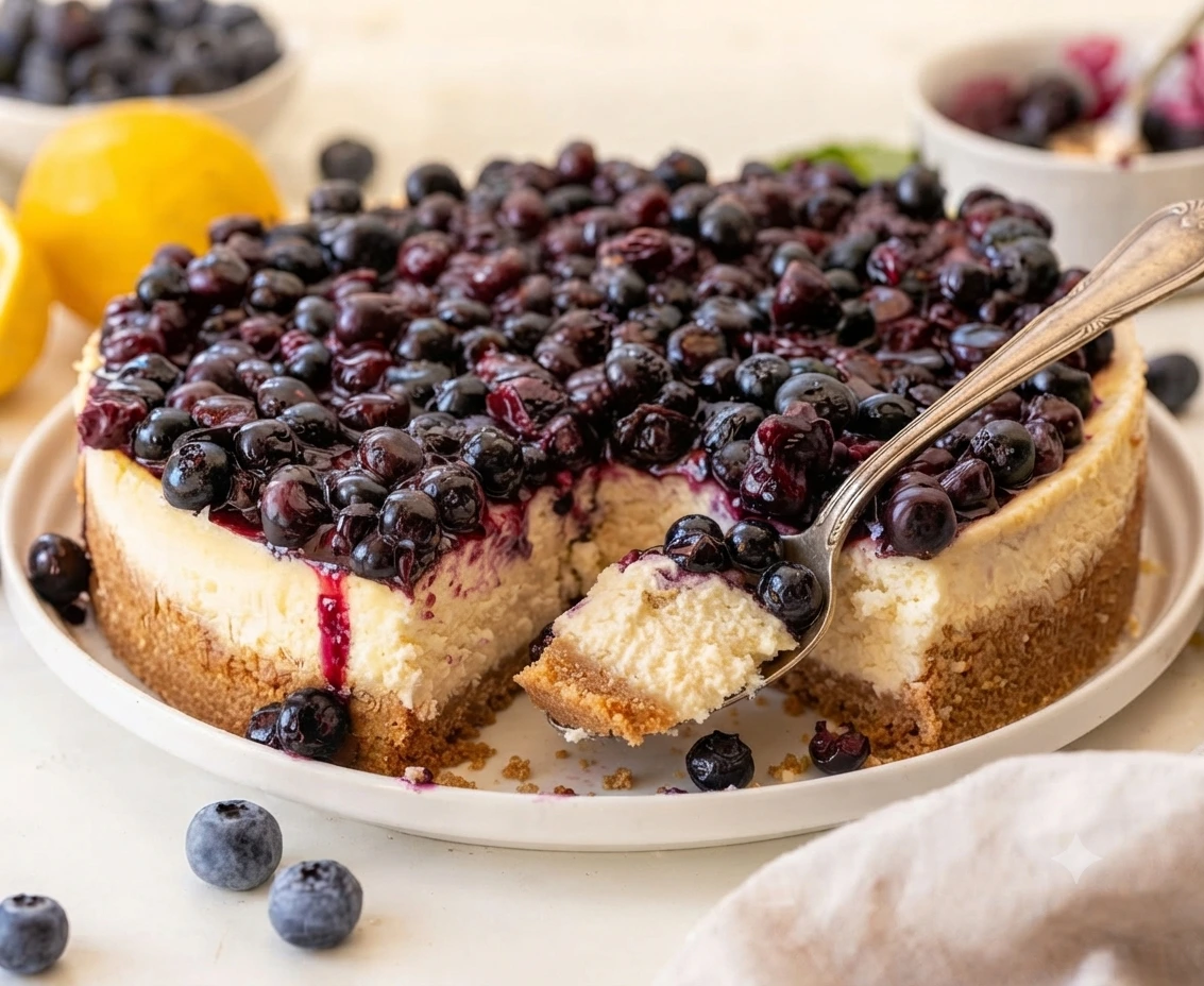 fresh blueberry cheesecake