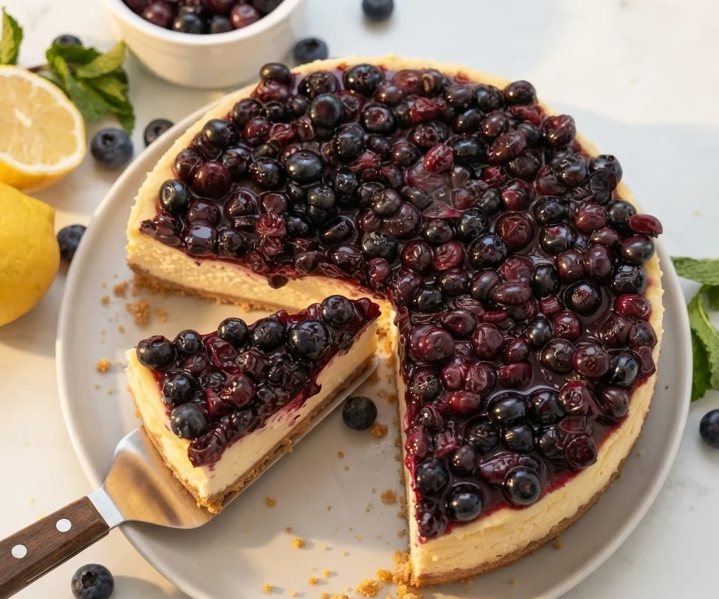 fresh blueberry cheesecake