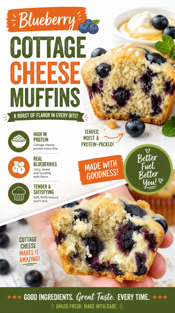 Cottage Cheese-Studded Blueberry Muffins