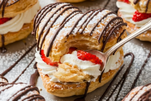 Heart-Shaped Strawberry Cream Puffs