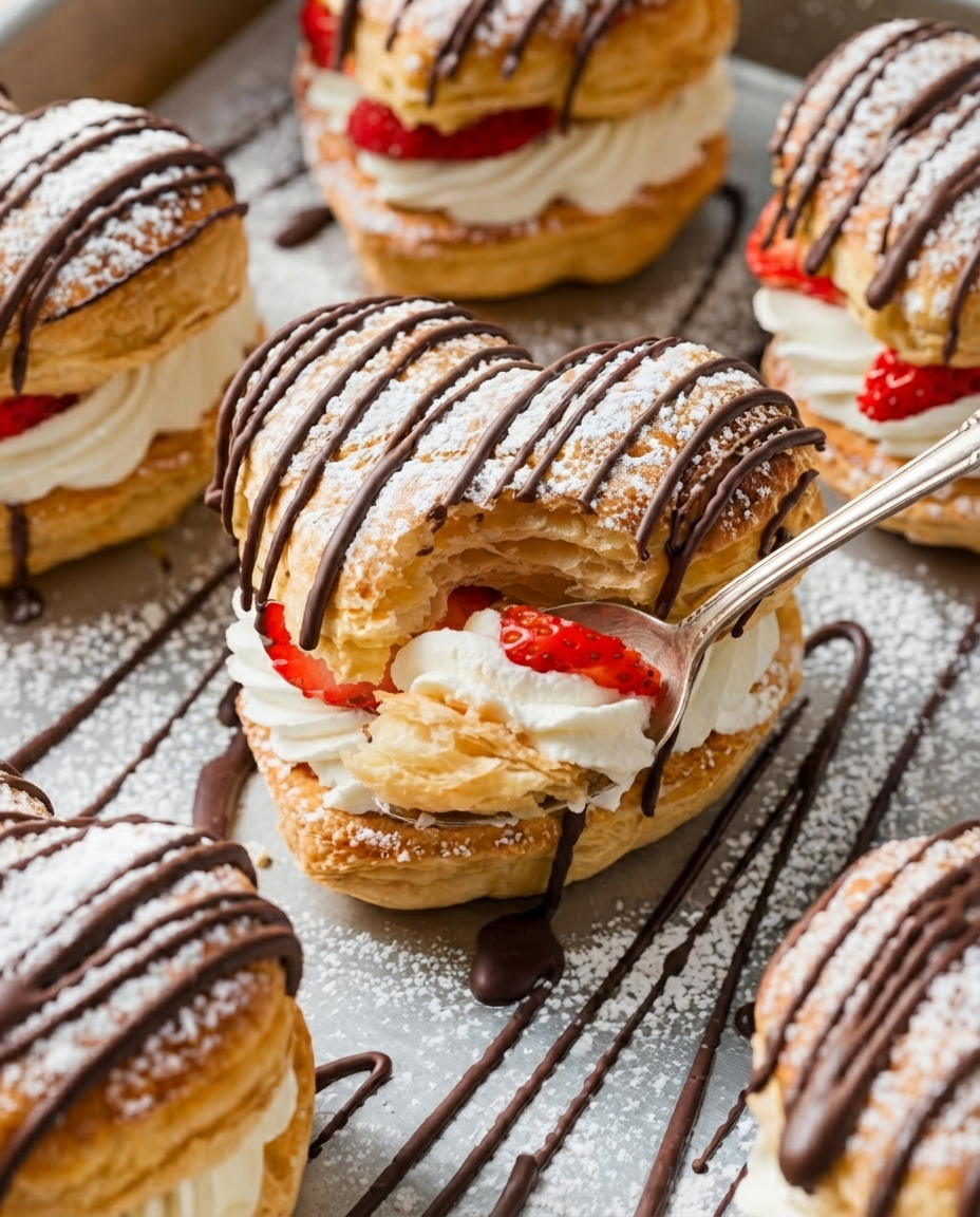 Heart-Shaped Strawberry Cream Puffs