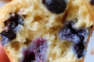 Blueberry cottage cheese muffins fresh out of the oven