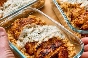 Creamy Cajun Chicken Rice Bowl with vibrant vegetables and spices