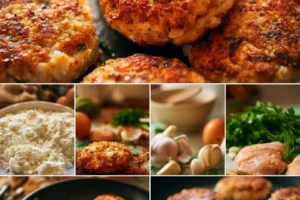 Creamy chicken patties made with cottage cheese, served on a plate.