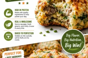 High-protein morning biscuits fresh out of the oven, perfect for breakfast.