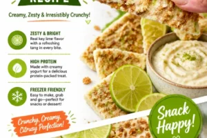 Key Lime Pie Yogurt Bark topped with lime zest and crumbled graham crackers