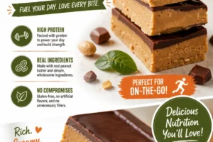 No-bake peanut butter protein bars with oats and chocolate chips