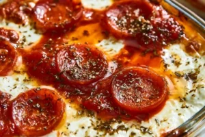 Healthy Pizza Bowl with Cottage Cheese and fresh toppings