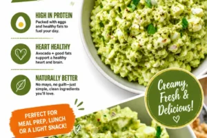 Protein-Packed Avocado Egg Salad in a bowl with fresh ingredients