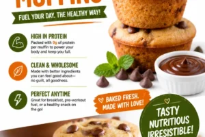 Healthy protein-packed chocolate chip muffins ready to enjoy