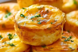 Protein-packed cottage cheese egg bites on a plate with herbs.