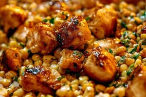 Protein-packed grilled chicken salad with street corn and fresh ingredients
