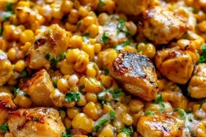 Protein-packed grilled chicken salad with street corn and fresh vegetables