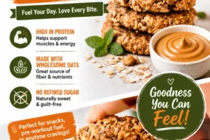 Homemade protein-packed oatmeal cookies displayed on a plate