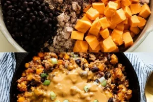 Turkey and Sweet Potato Skillet recipe in a frying pan